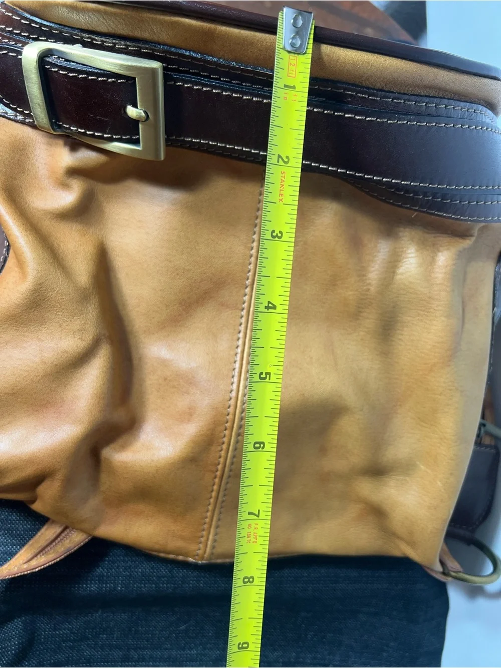 Genuine Italian Leather Bucket Shoulder Bag Brown Two Tone Italy